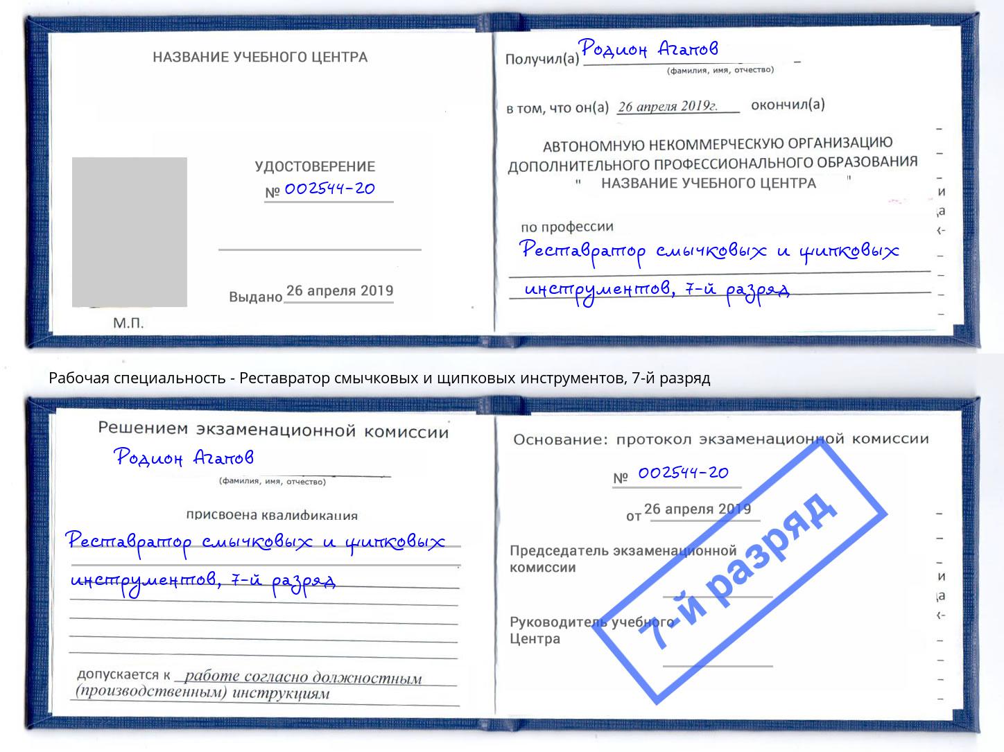 корочка 7-й разряд Реставратор смычковых и щипковых инструментов Тавда